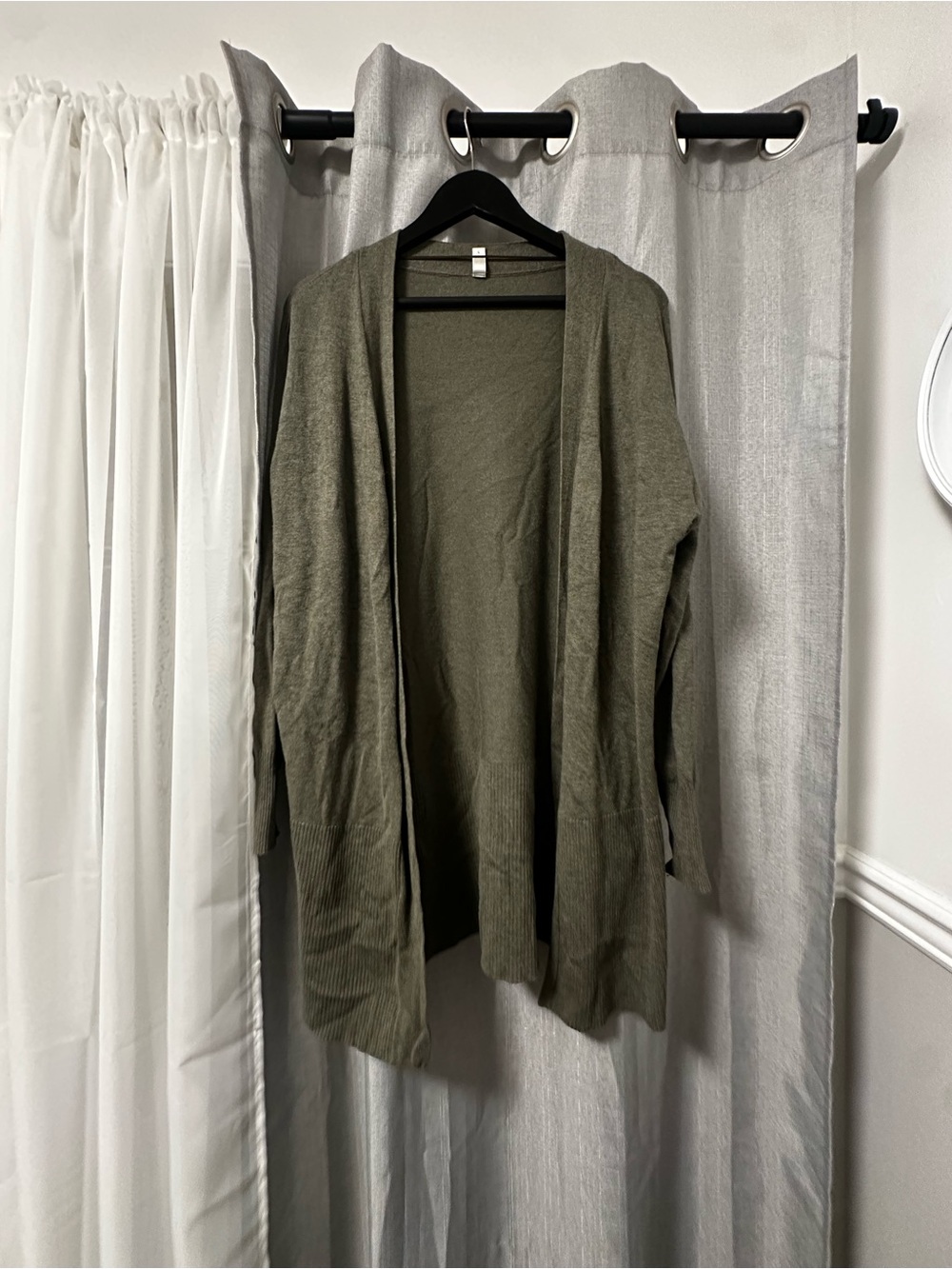 Open-Front Olive Green Women's Cardigan Sweater